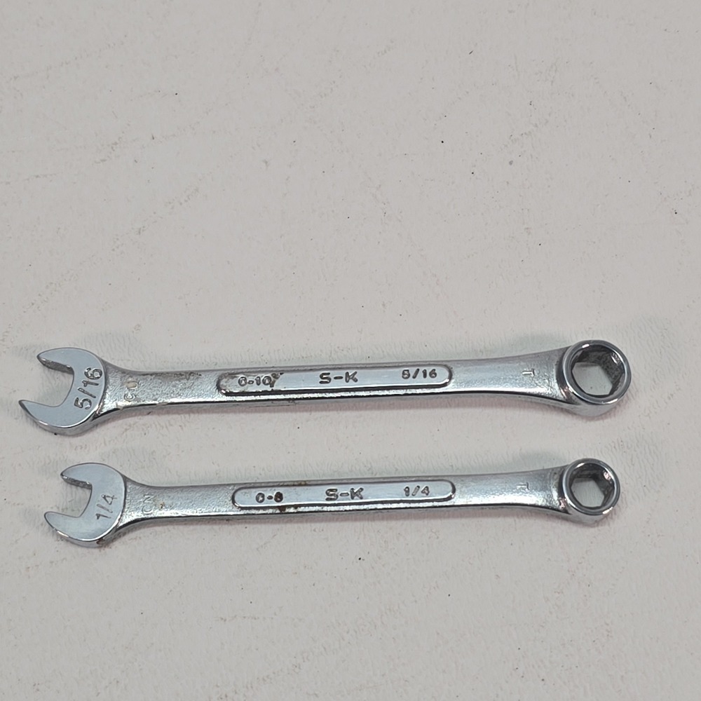 S-K Tools USA 2pc SAE 5/16"‎ & 1/4" Combination Wrench Set   6Pt  S-K  C-8 C-10